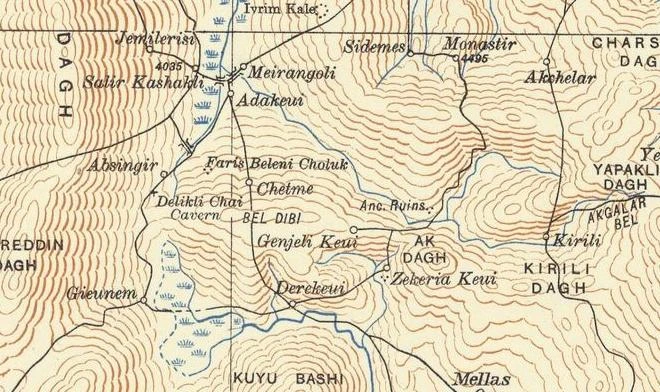 Chetme: daha ayrıntılı bir arazi görünümü için özgün haritadan kesit